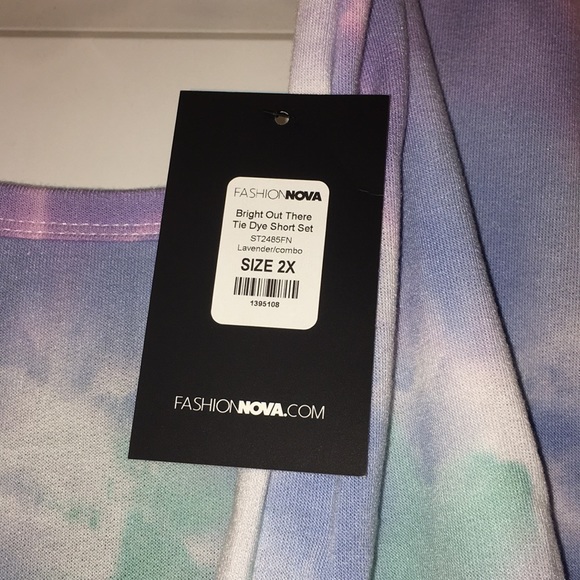 NWT PLUS FN “Bright Out There” tie dye short set - Picture 6 of 7